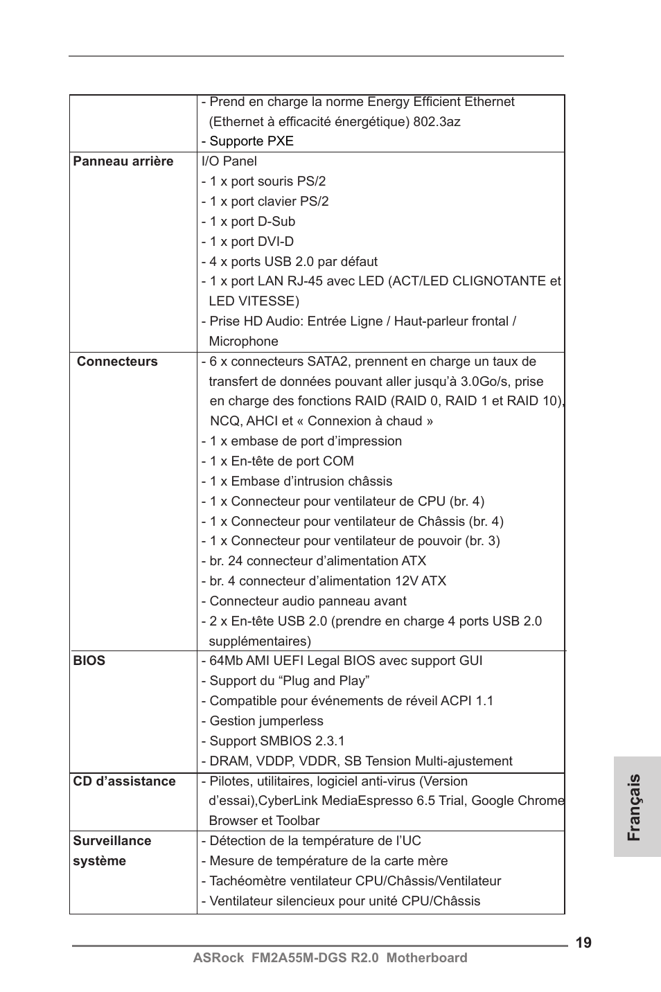 Français | ASRock FM2A55M-DGS R2.0 User Manual | Page 19 / 56