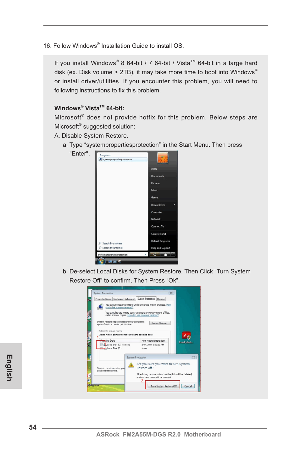 English | ASRock FM2A55M-DGS R2.0 User Manual | Page 54 / 56
