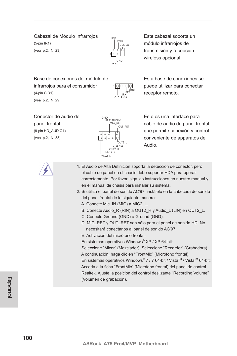 Español | ASRock A75 Pro4__MVP User Manual | Page 100 / 200