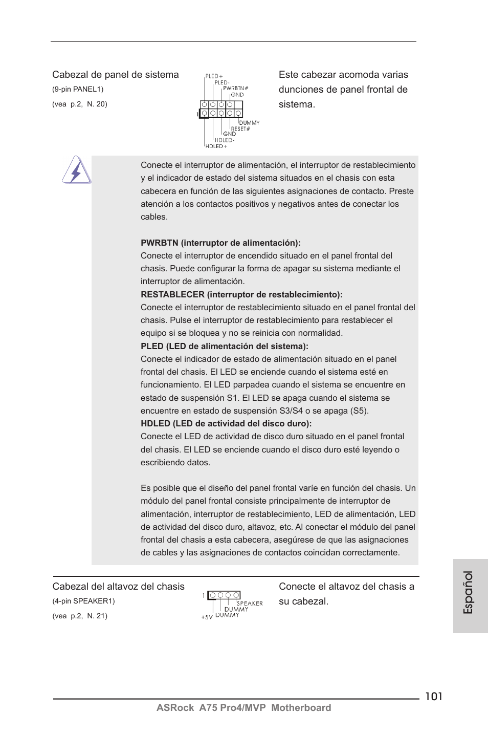 Español | ASRock A75 Pro4__MVP User Manual | Page 101 / 200