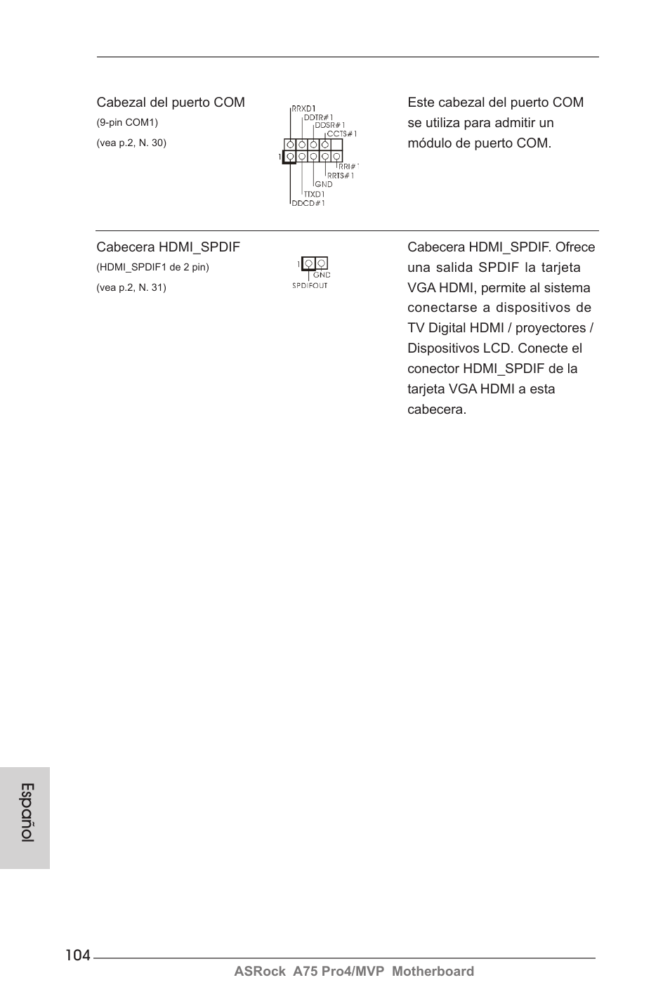 Español | ASRock A75 Pro4__MVP User Manual | Page 104 / 200