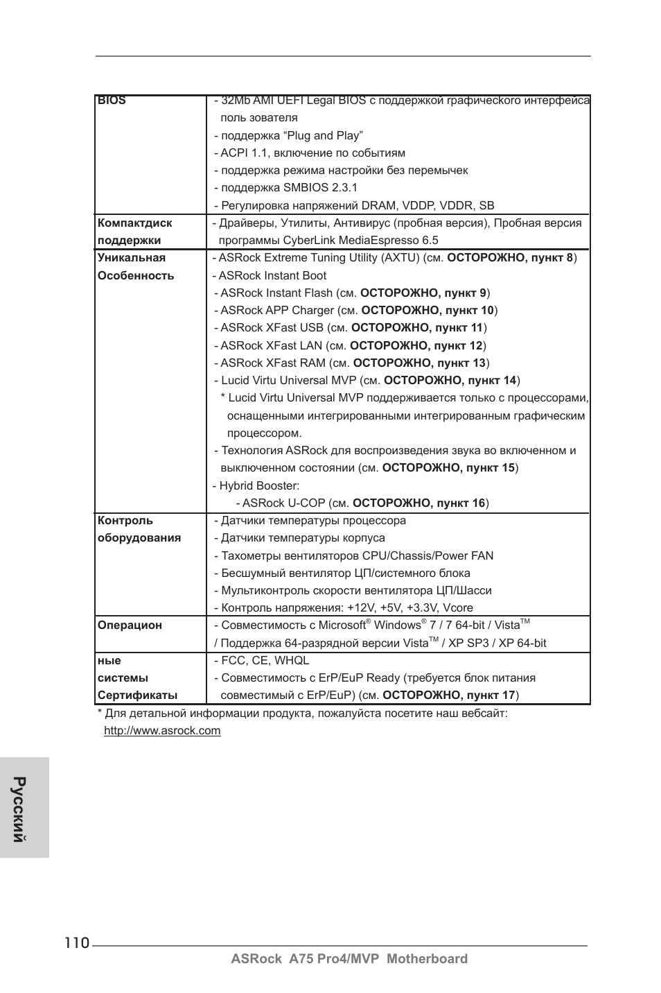 Ру сский | ASRock A75 Pro4__MVP User Manual | Page 110 / 200