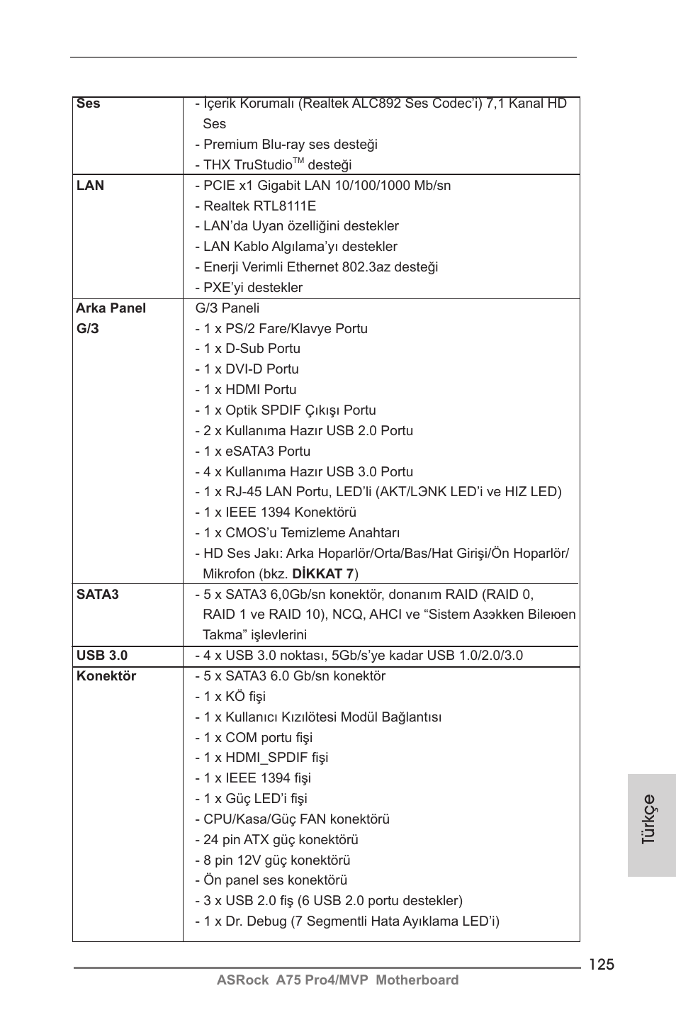 Türkçe | ASRock A75 Pro4__MVP User Manual | Page 125 / 200