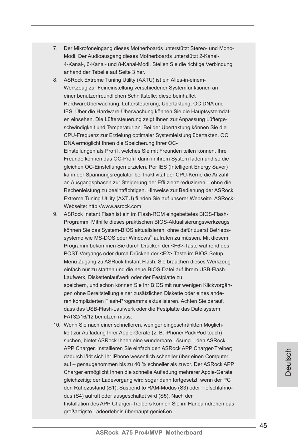 Deutsch | ASRock A75 Pro4__MVP User Manual | Page 45 / 200