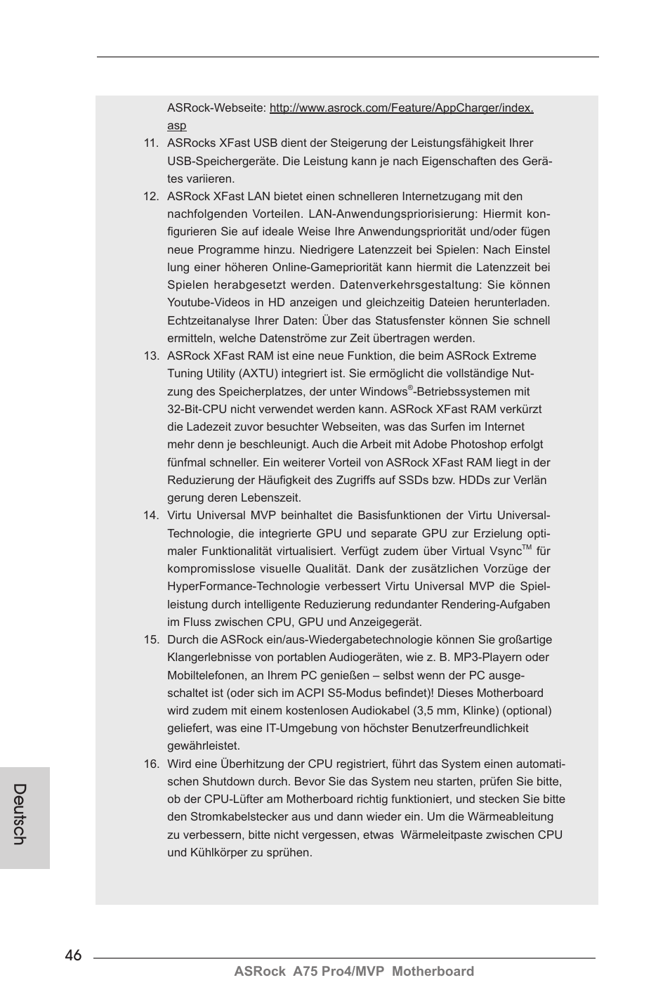 Deutsch | ASRock A75 Pro4__MVP User Manual | Page 46 / 200