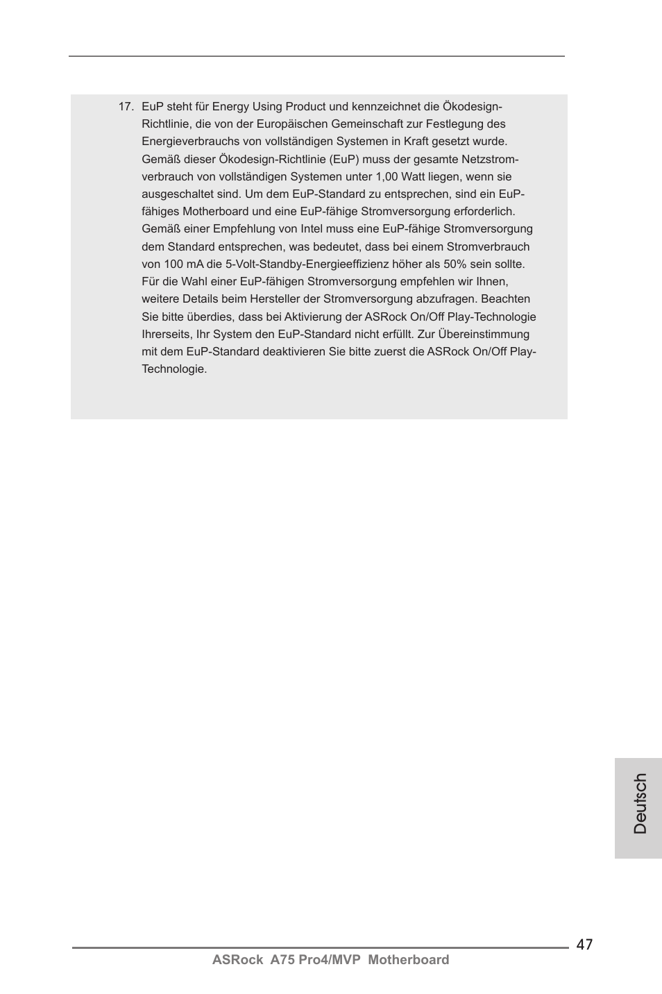 Deutsch | ASRock A75 Pro4__MVP User Manual | Page 47 / 200