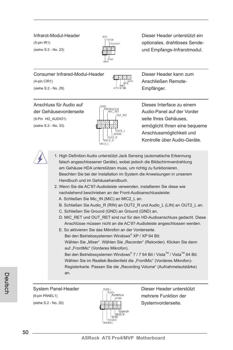 Deutsch | ASRock A75 Pro4__MVP User Manual | Page 50 / 200