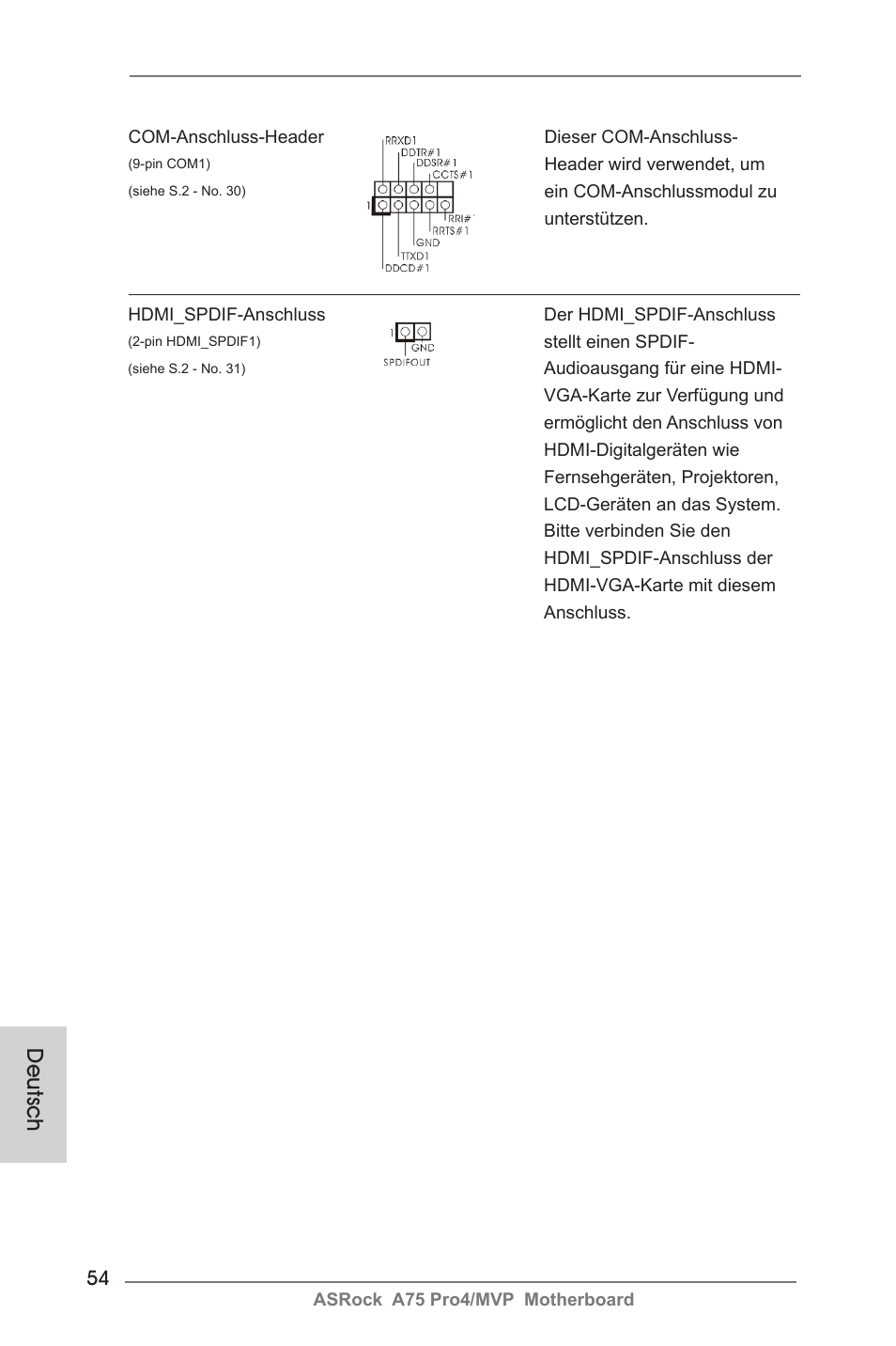 Deutsch | ASRock A75 Pro4__MVP User Manual | Page 54 / 200