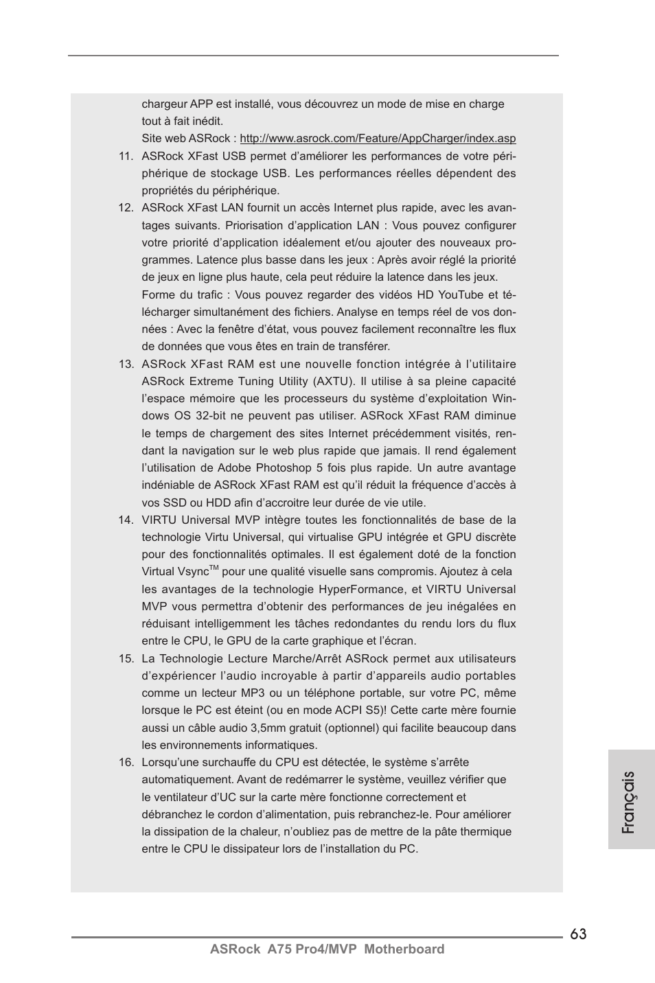 Français | ASRock A75 Pro4__MVP User Manual | Page 63 / 200