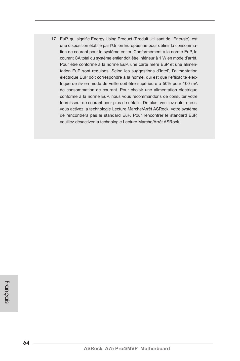 Français | ASRock A75 Pro4__MVP User Manual | Page 64 / 200