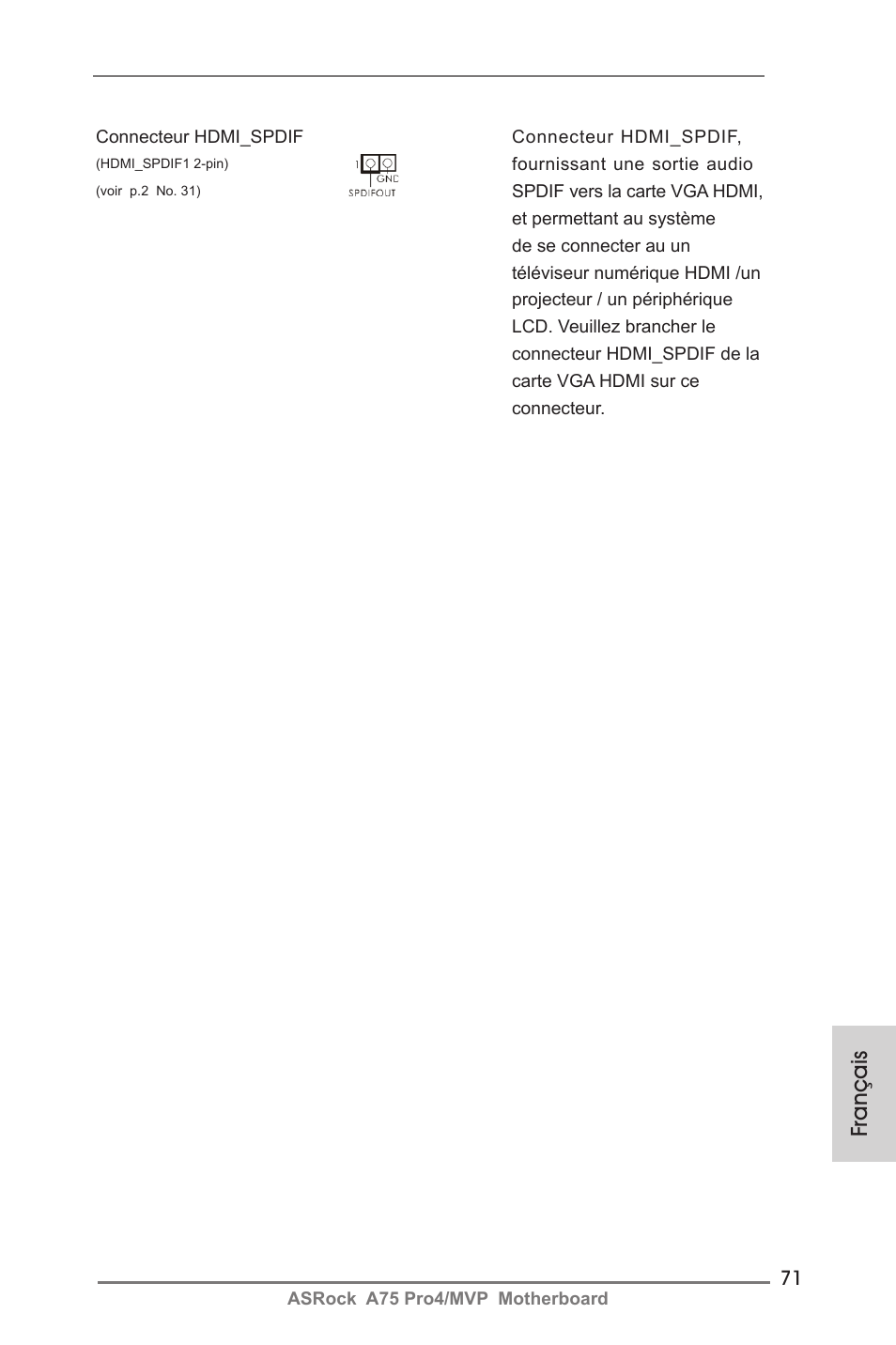 Français | ASRock A75 Pro4__MVP User Manual | Page 71 / 200