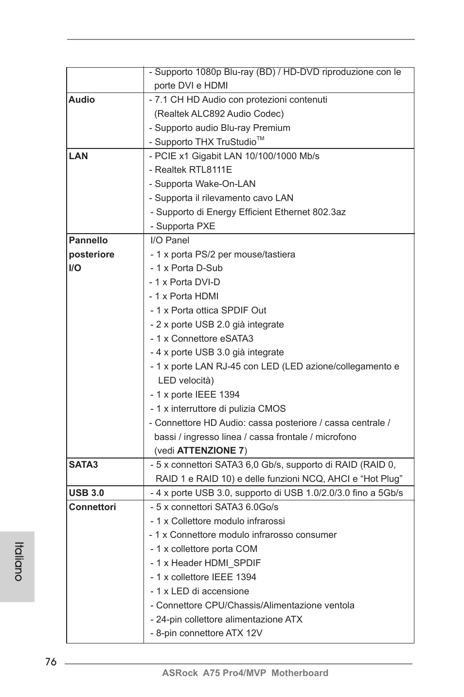 Italiano | ASRock A75 Pro4__MVP User Manual | Page 76 / 200