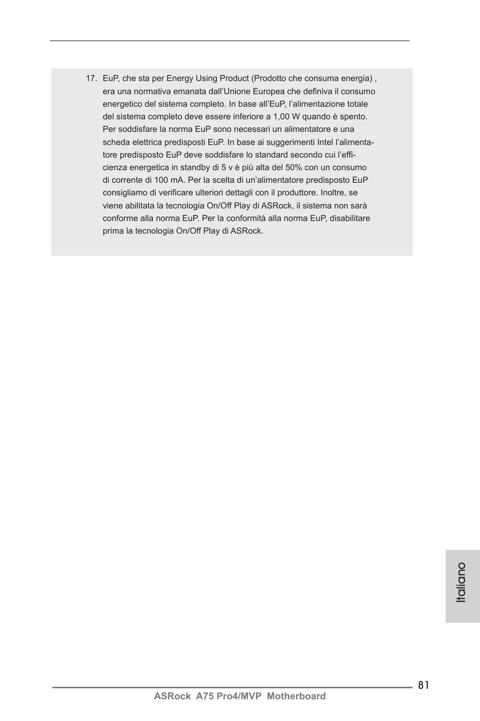 Italiano | ASRock A75 Pro4__MVP User Manual | Page 81 / 200