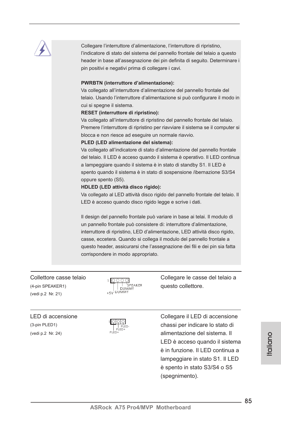 Italiano | ASRock A75 Pro4__MVP User Manual | Page 85 / 200