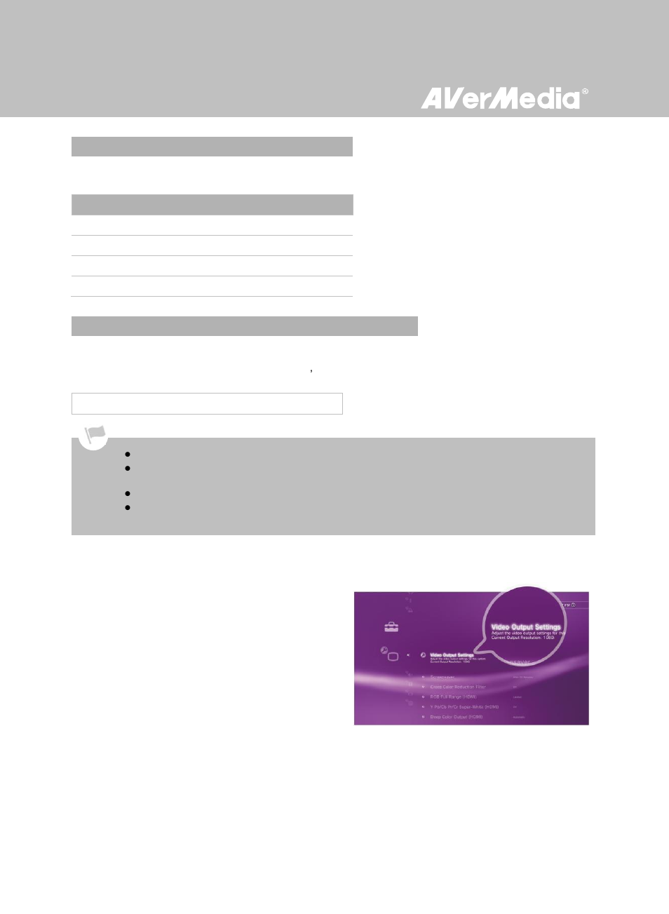 Supported resolutions, Video output settings for game consoles, Video output settings for ps3 | 4 supported resolutions, 5 video output settings for game consoles, Step 1, 1 video output settings for ps3 | AverMedia Game Capture HD User Manual | Page 27 / 116