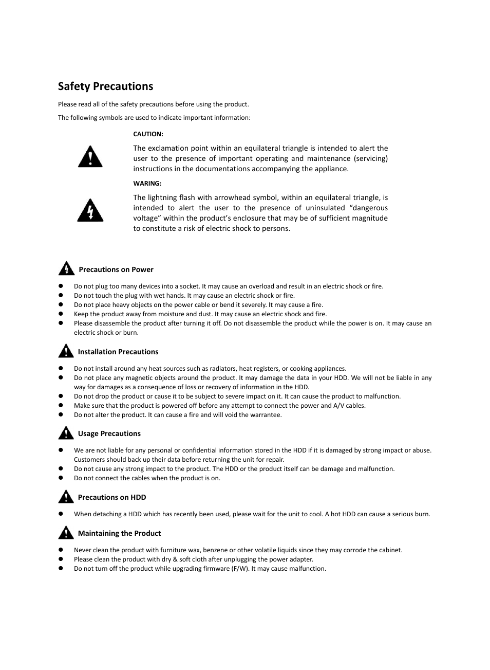 Safety precautions | AverMedia Game Capture HD User Manual | Page 3 / 116