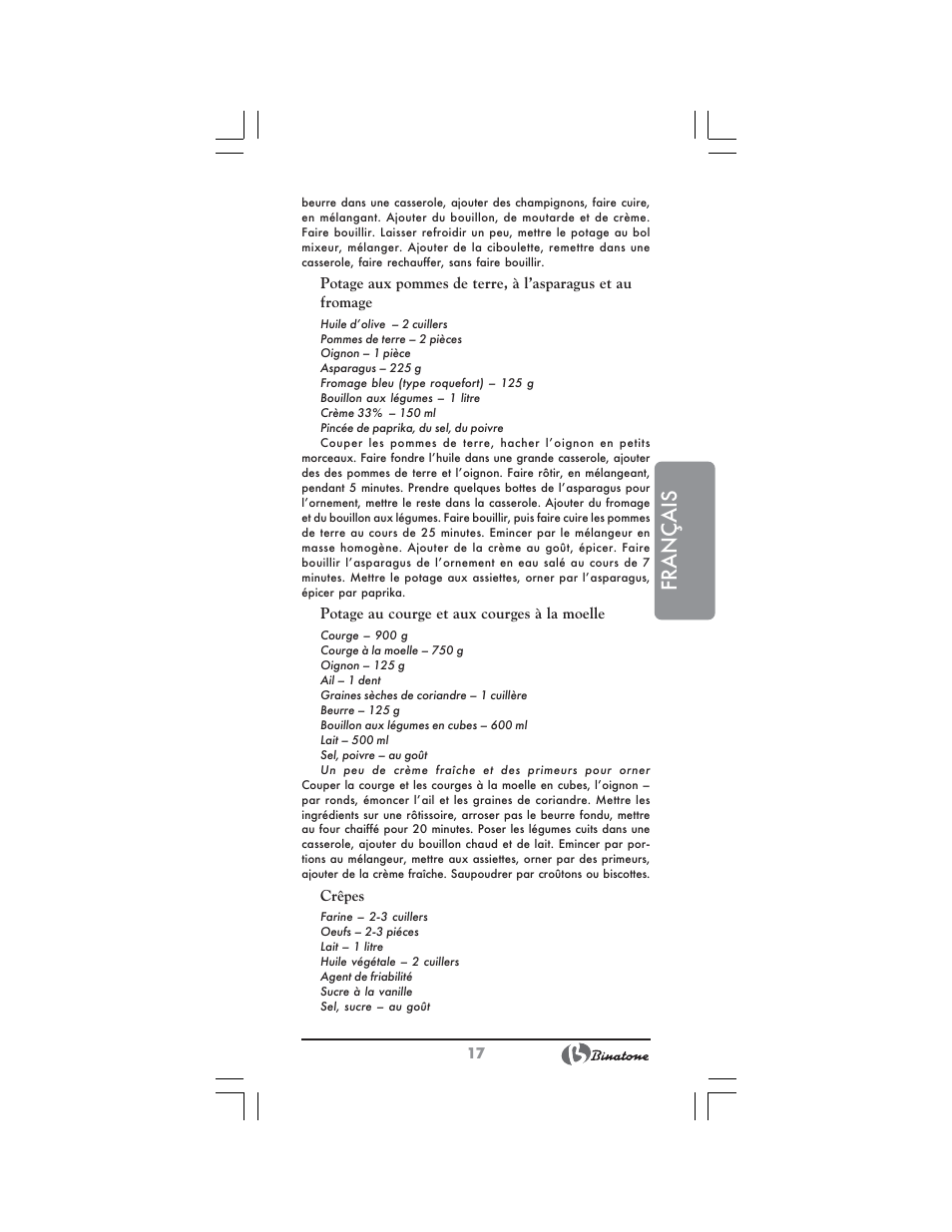Français | Binatone NB-7703 User Manual | Page 17 / 42