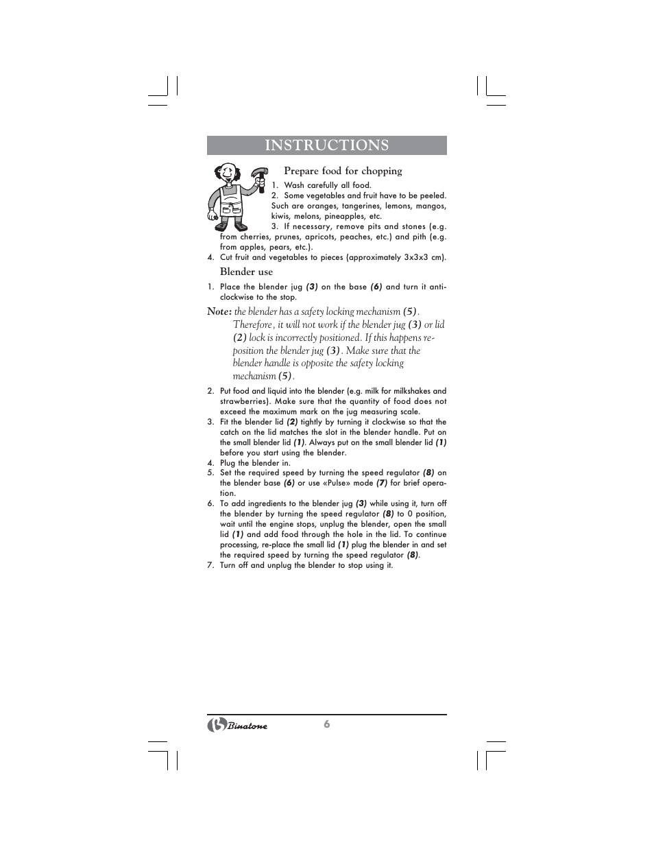 Instructions | Binatone NB-7703 User Manual | Page 6 / 42