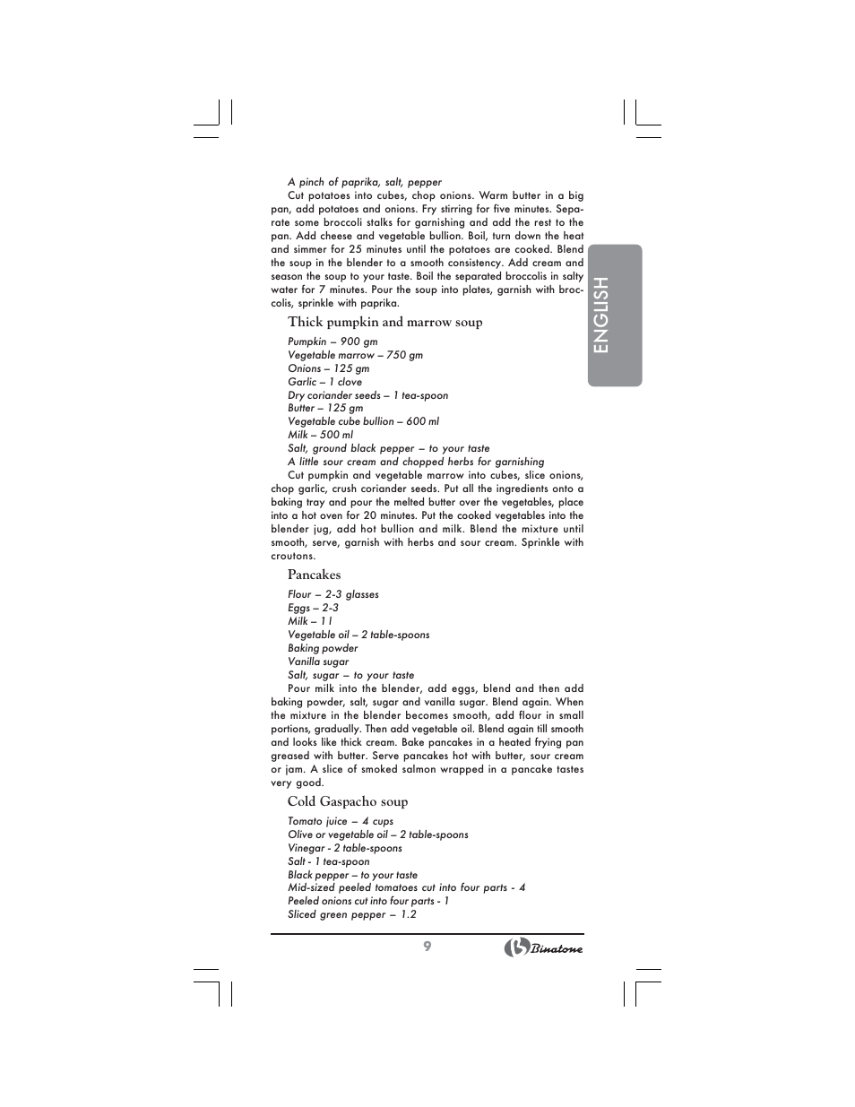 English | Binatone NB-7703 User Manual | Page 9 / 42