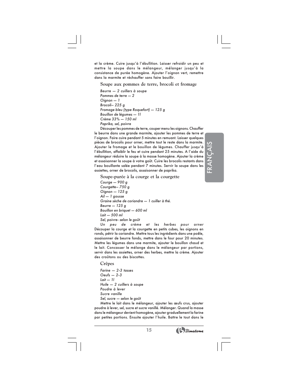 Français | Binatone MRB-8803 User Manual | Page 15 / 34