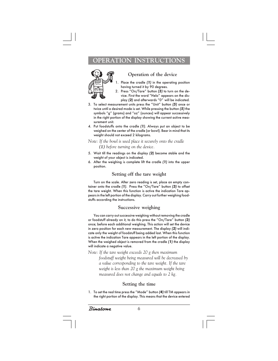 Operation instructions | Binatone KS-7030 User Manual | Page 6 / 30