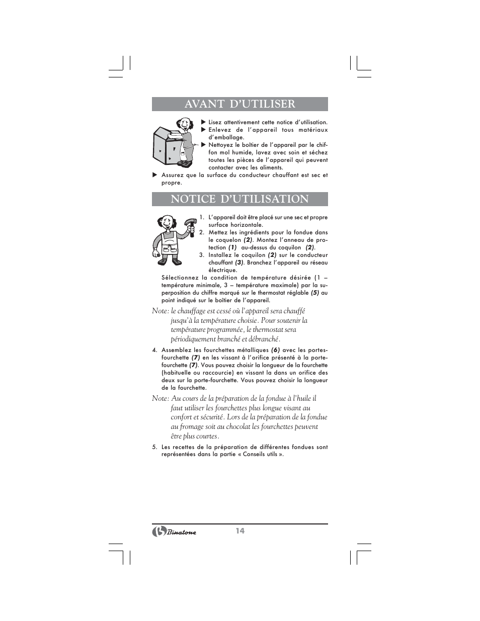 Avant d’utiliser, Notice d’utilisation | Binatone FM-4400 User Manual | Page 14 / 36