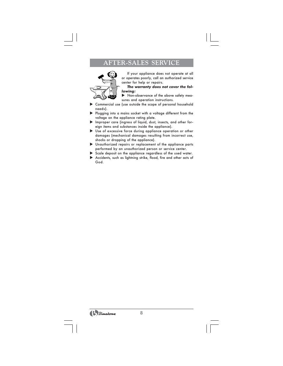 After-sales service | Binatone CEJ-1742 User Manual | Page 8 / 28