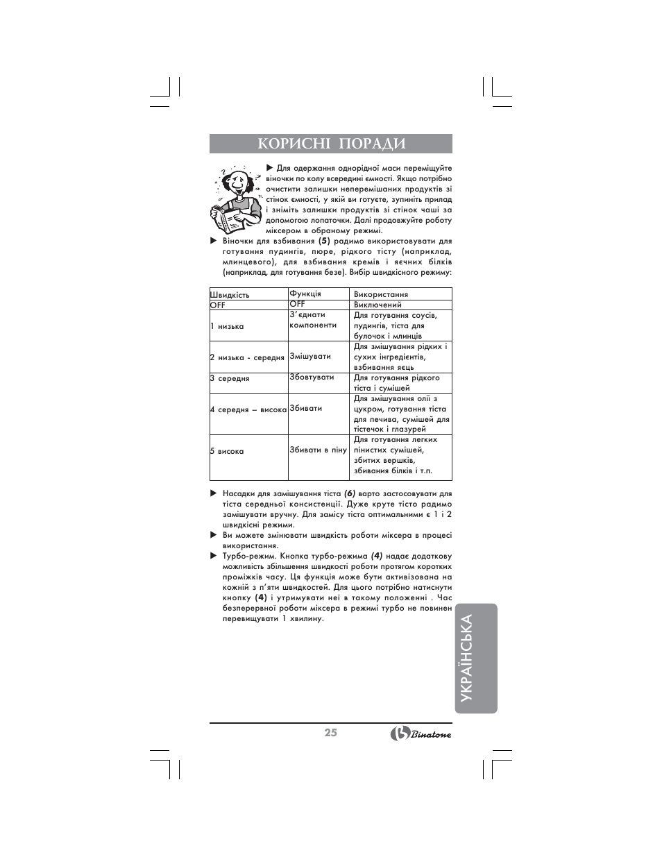 Укр аїнська корисн² поради | Binatone NHM-7706 User Manual | Page 25 / 28