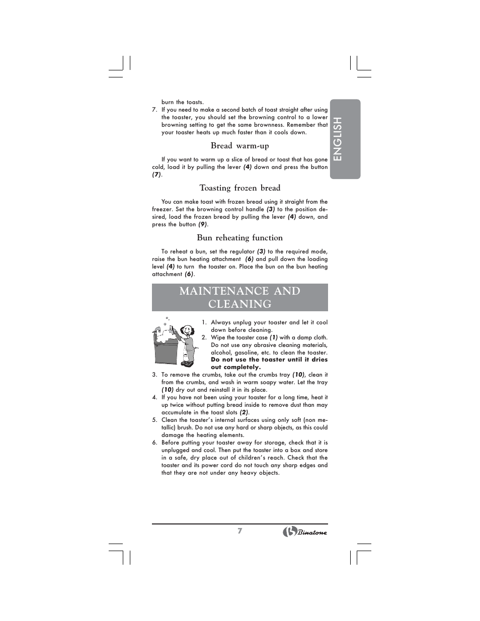 English, Maintenance and cleaning | Binatone NT-7702 User Manual | Page 7 / 28