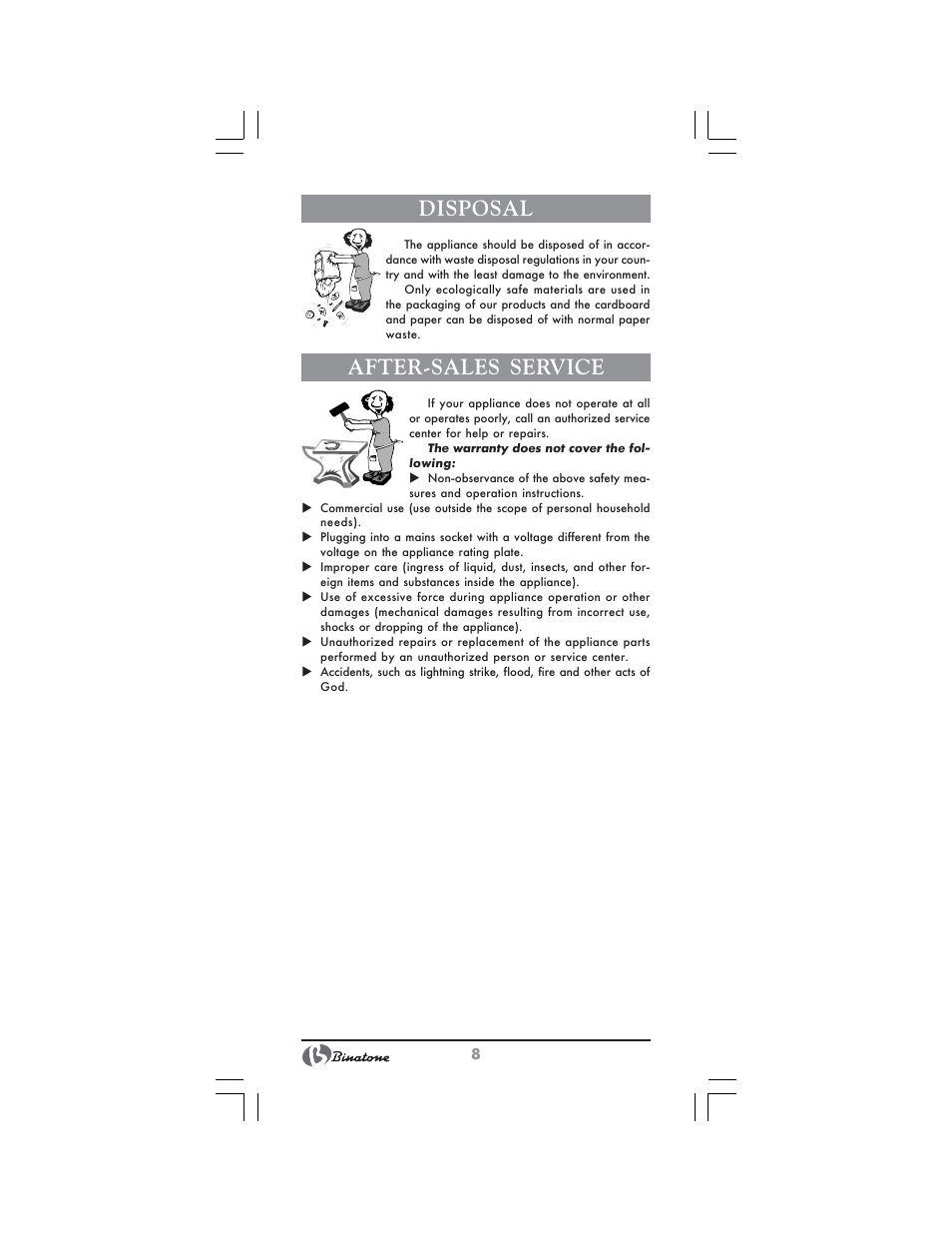 Disposal, After-sales service | Binatone NT-7702 User Manual | Page 8 / 28