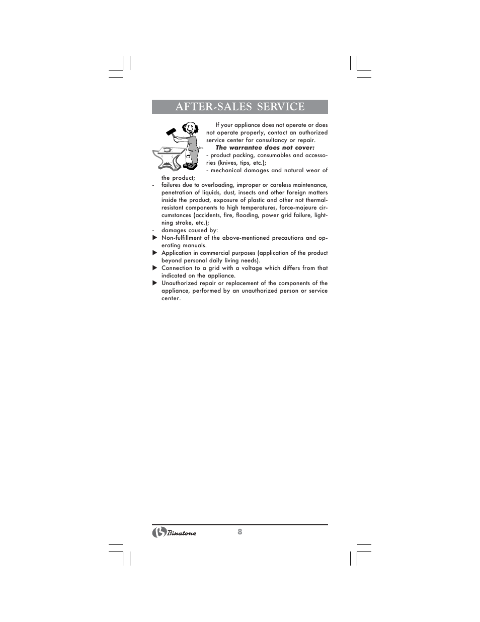 After-sales service | Binatone HD-1802 User Manual | Page 8 / 28