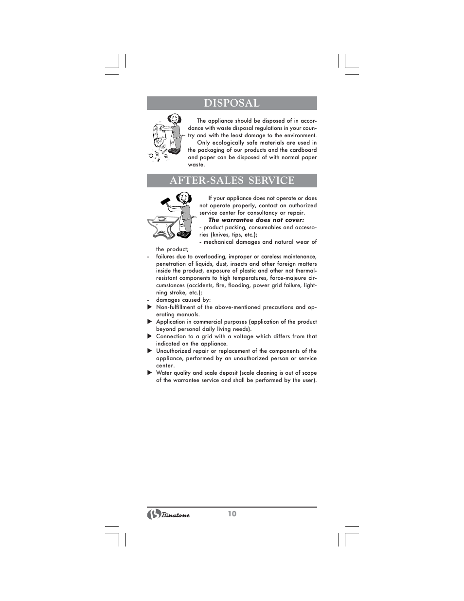 Disposal, After-sales service | Binatone SI-4040 User Manual | Page 10 / 38