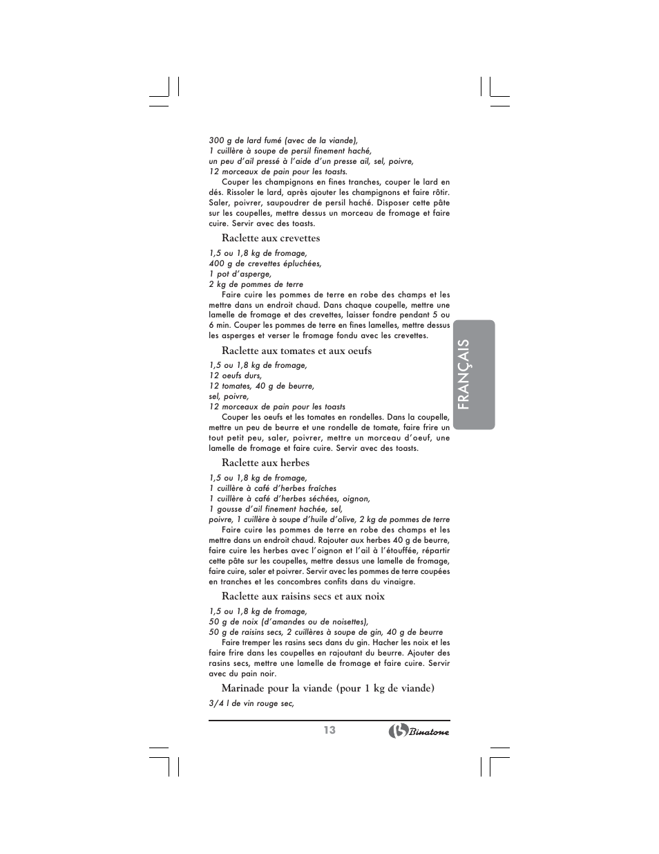 Français | Binatone GR-7905 User Manual | Page 13 / 32