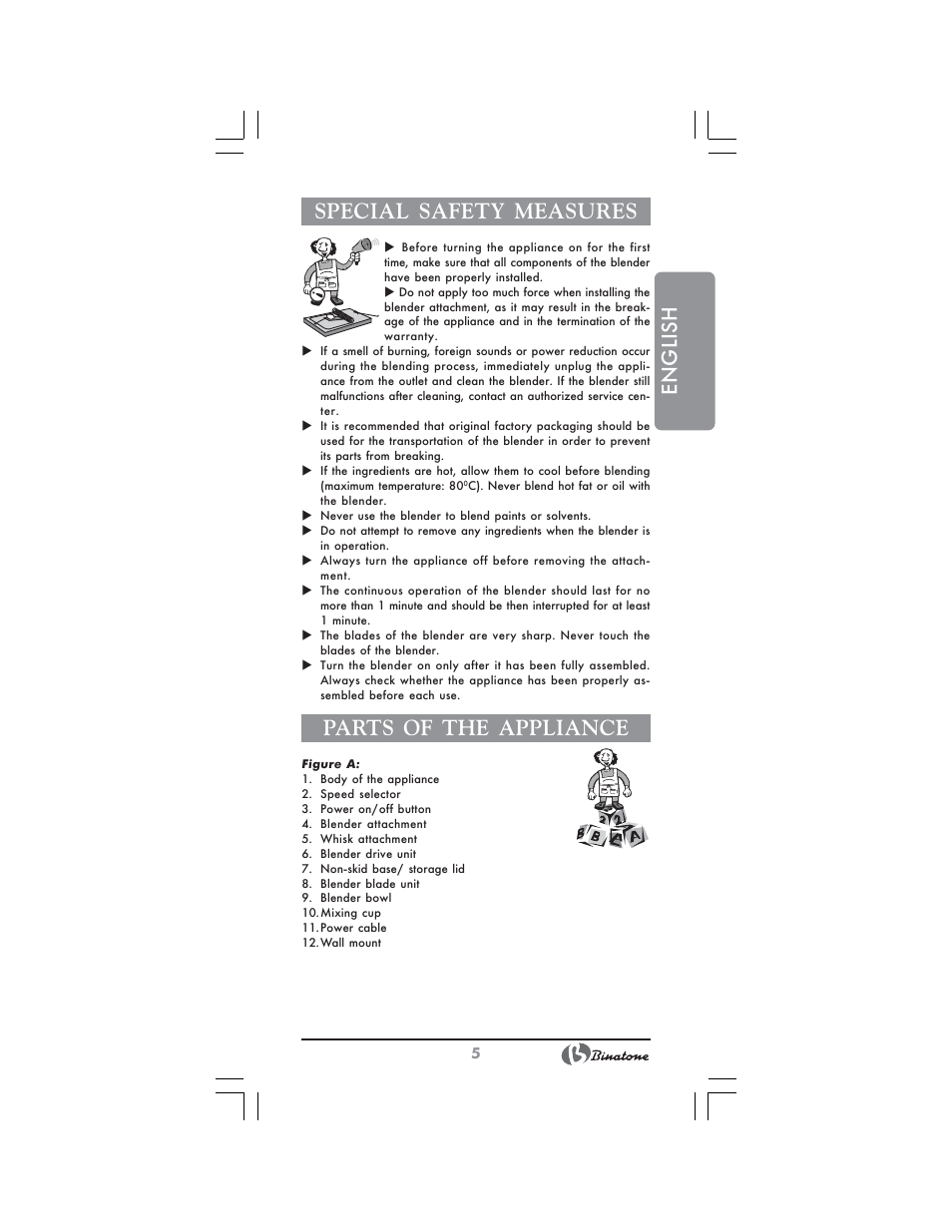 English special safety measures, Parts of the appliance | Binatone NHB-7705 User Manual | Page 5 / 32