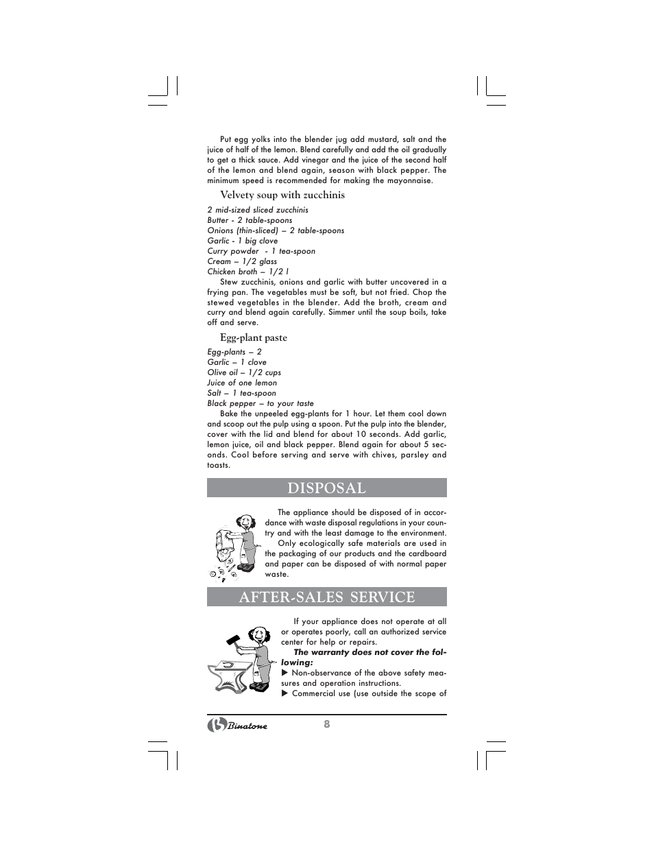 Disposal, After-sales service | Binatone NHB-7705 User Manual | Page 8 / 32