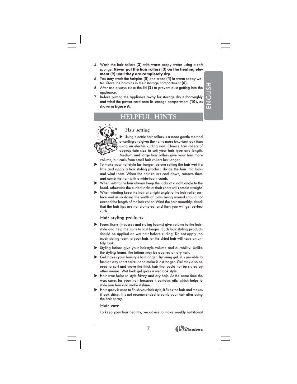 English, Helpful hints | Binatone HR-24C User Manual | Page 7 / 28