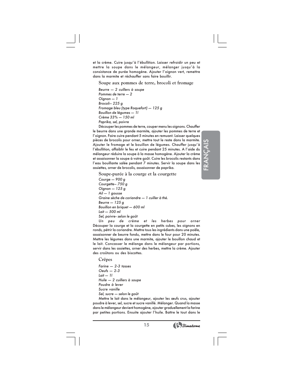 Français | Binatone SGB-9903 User Manual | Page 15 / 34