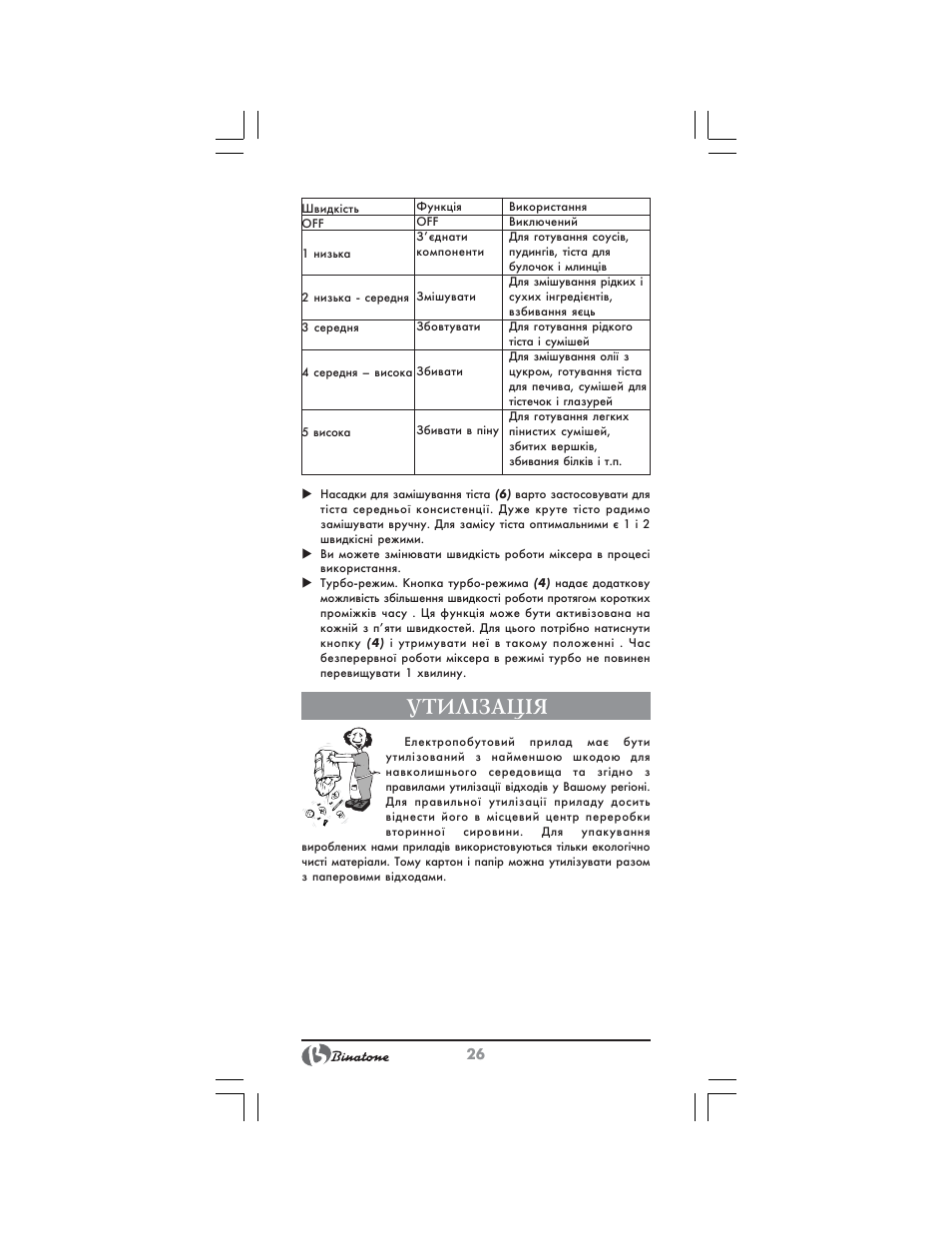 Утил²зац²я | Binatone HM-155B User Manual | Page 26 / 28