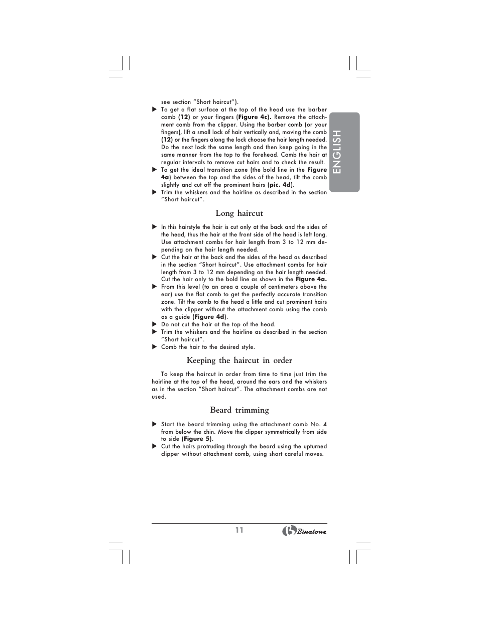 English | Binatone HC-403 User Manual | Page 11 / 40