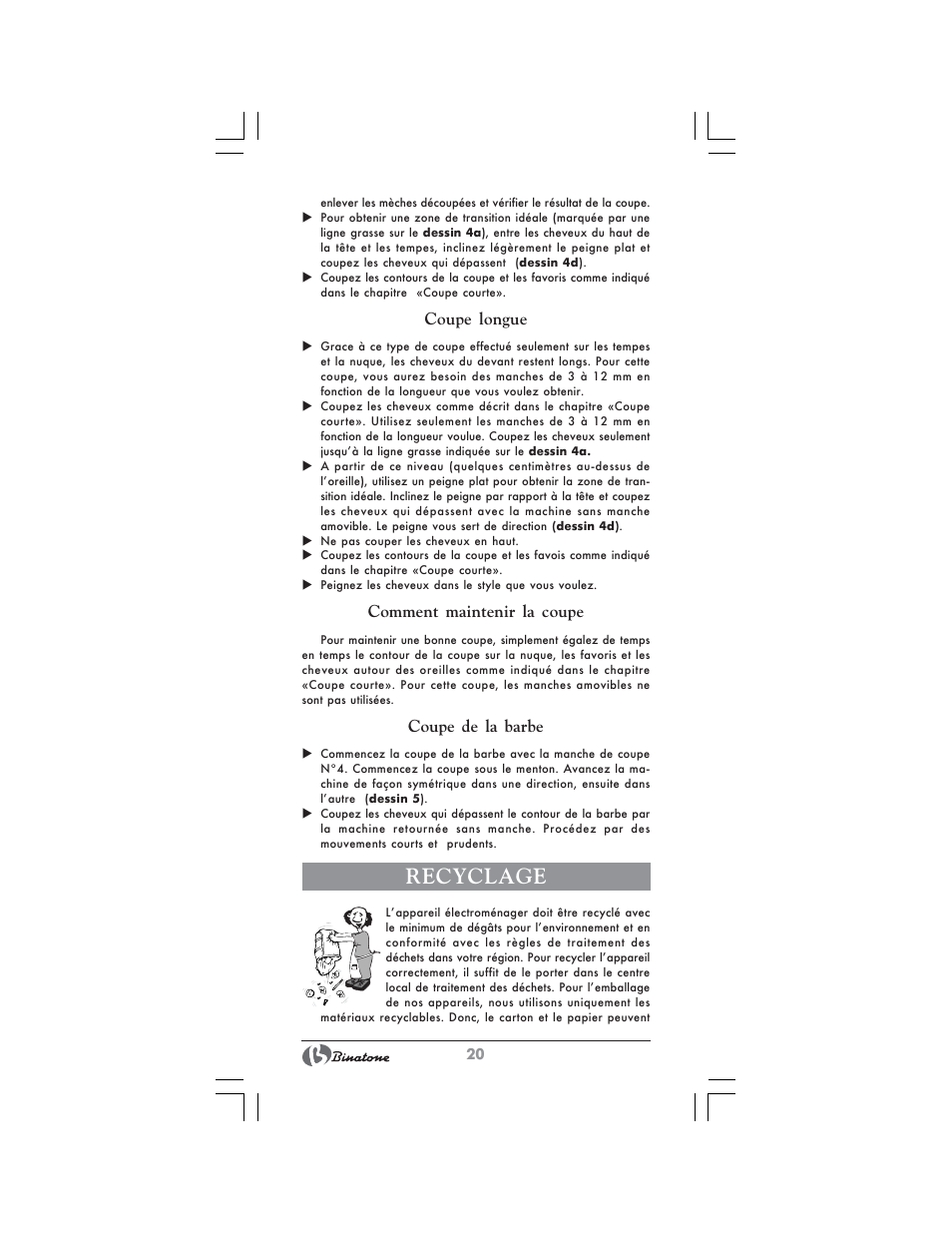 Recyclage | Binatone HC-403 User Manual | Page 20 / 40