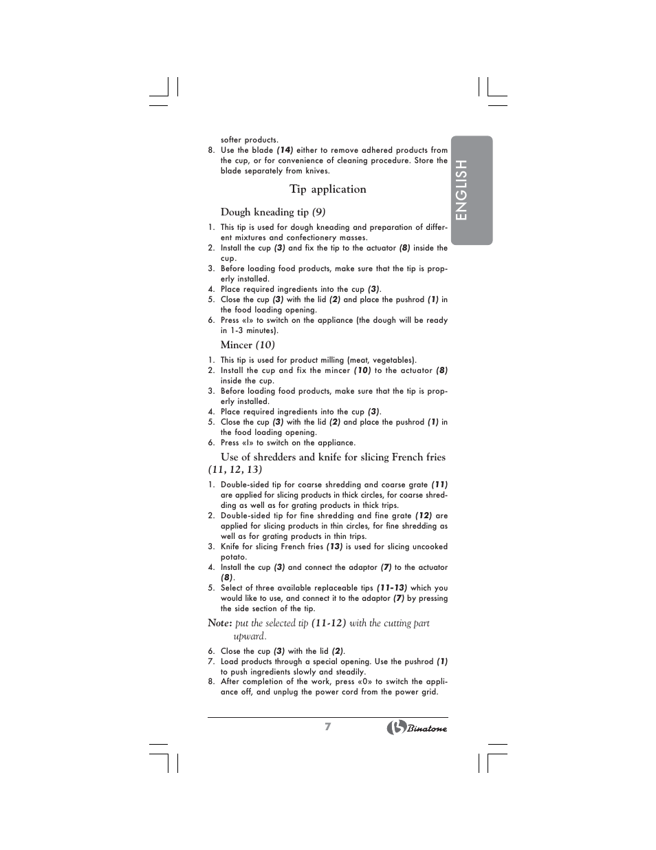 English, Tip application | Binatone MRFP-8807 User Manual | Page 7 / 36