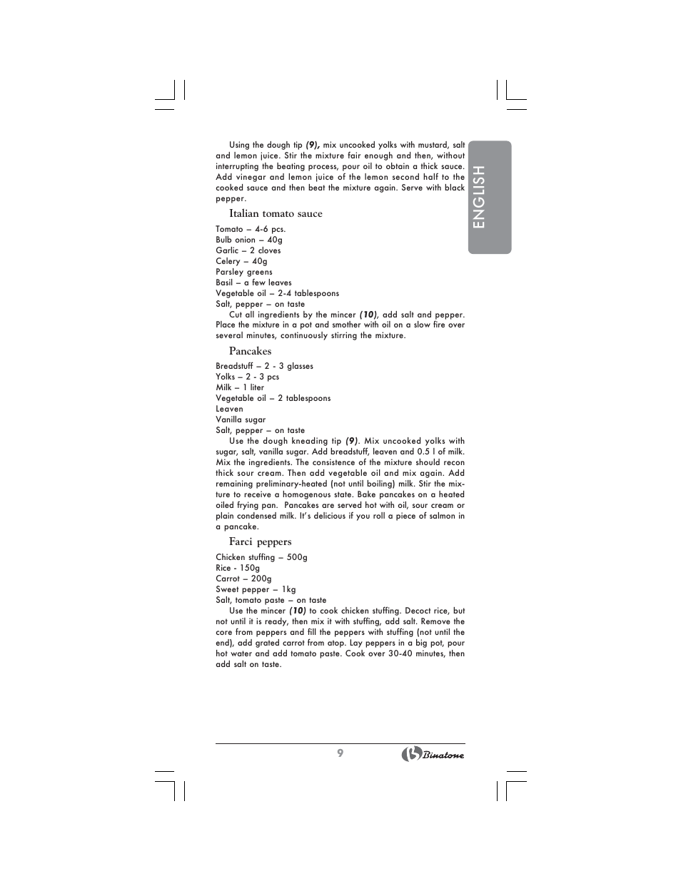 English | Binatone MRFP-8807 User Manual | Page 9 / 36