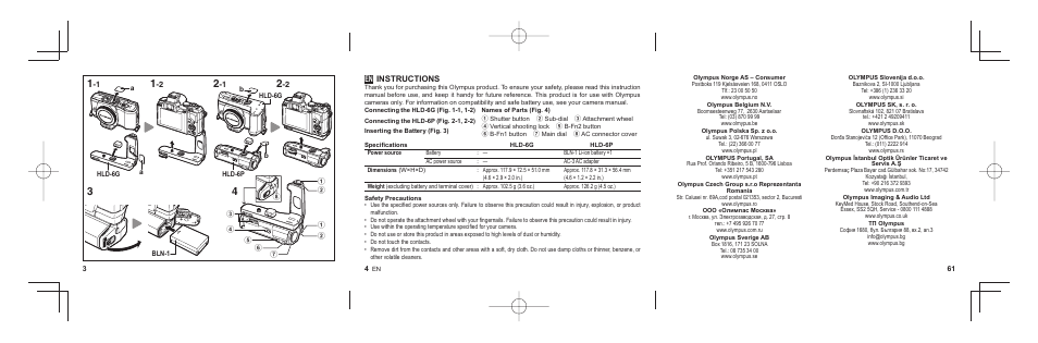 Instructions | Olympus HLD-6 User Manual | Page 2 / 58