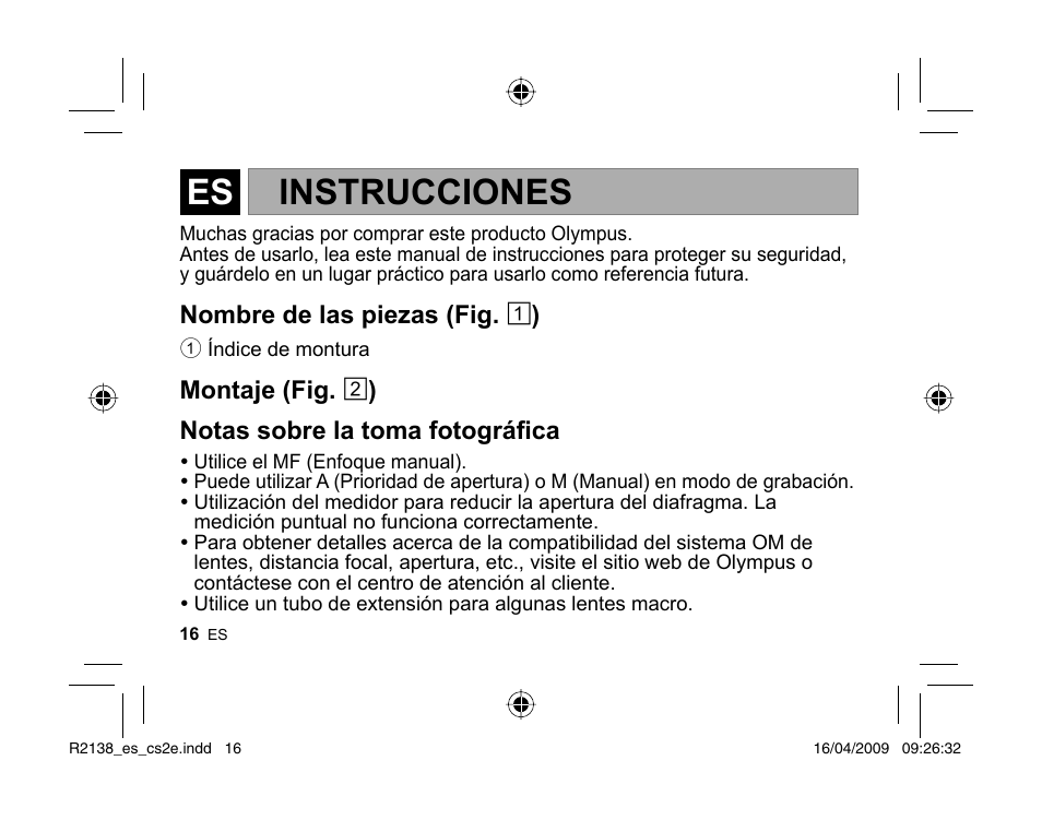 Instrucciones | Olympus MF-2 User Manual | Page 14 / 66