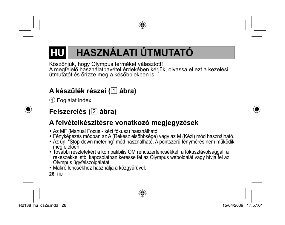 Használati útmutató | Olympus MF-2 User Manual | Page 24 / 66