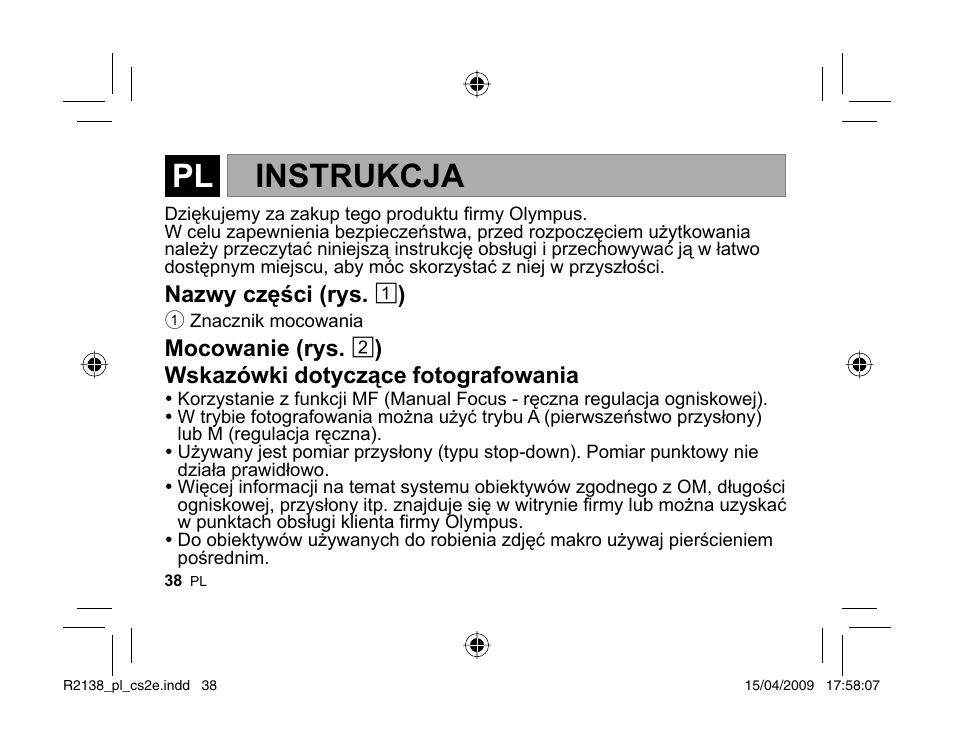 Instrukcja | Olympus MF-2 User Manual | Page 36 / 66