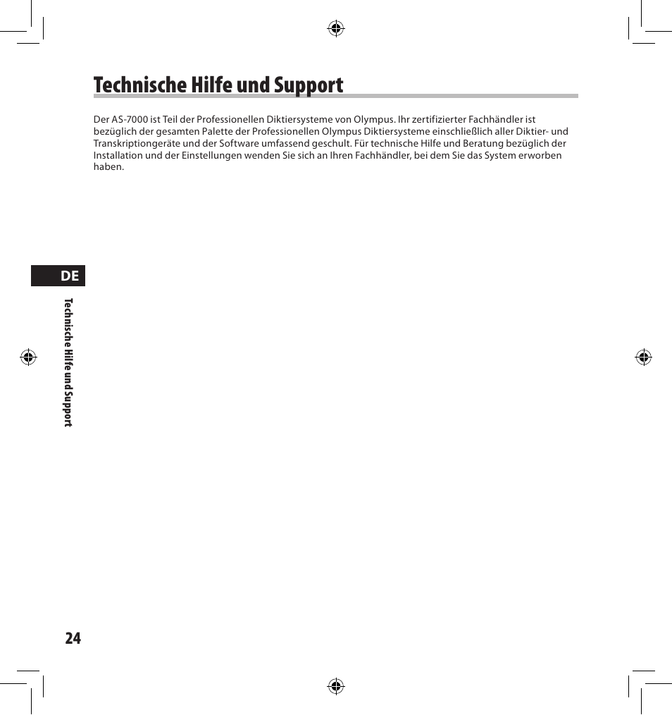 Technische hilfe und support | Olympus AS-7000 User Manual | Page 24 / 40