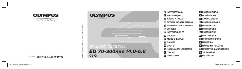 Olympus ZUIKO DIGITAL ED 70-300mm 1:4.0-5.6 User Manual | 58 pages