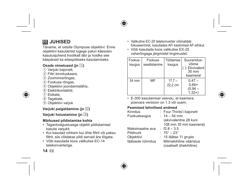 L1023_ee_cs2e.pdf, Juhised | Olympus ZUIKO DIGITAL 14-54mm 1:2.8-3.5 II User Manual | Page 12 / 58