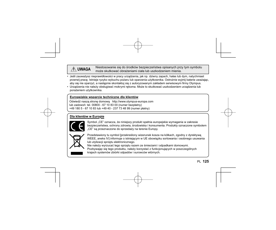 Uwaga | Olympus FL-14 User Manual | Page 123 / 162
